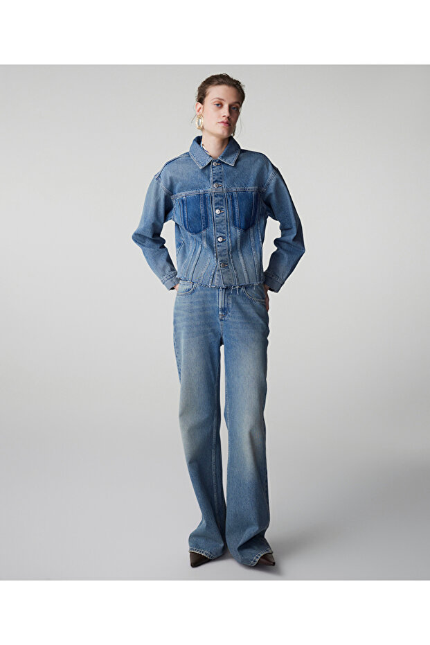 Raw edge denim ceket - 7