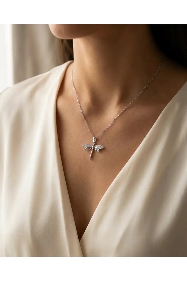 316L Steel Silver Color Dragonfly Model Zircon Stone Women's Necklace Does Not Tarnish | Stylish and Durable Jewelry