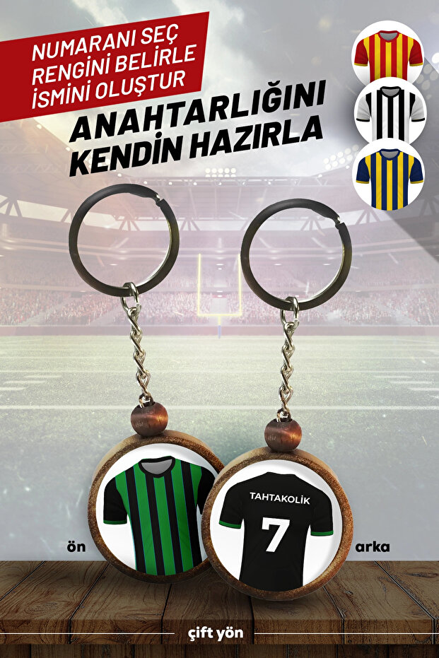 Wooden Forma Keychain Black Green