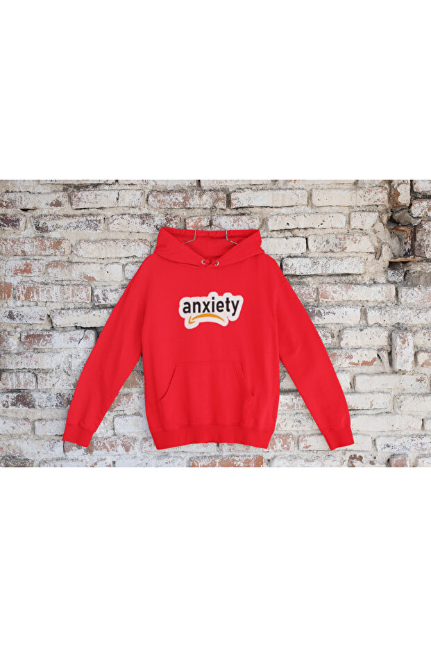 Anxiety Printed Cotton Long Sleeved 3-Thread Shardoon Unisex Hooded Sweatshirt