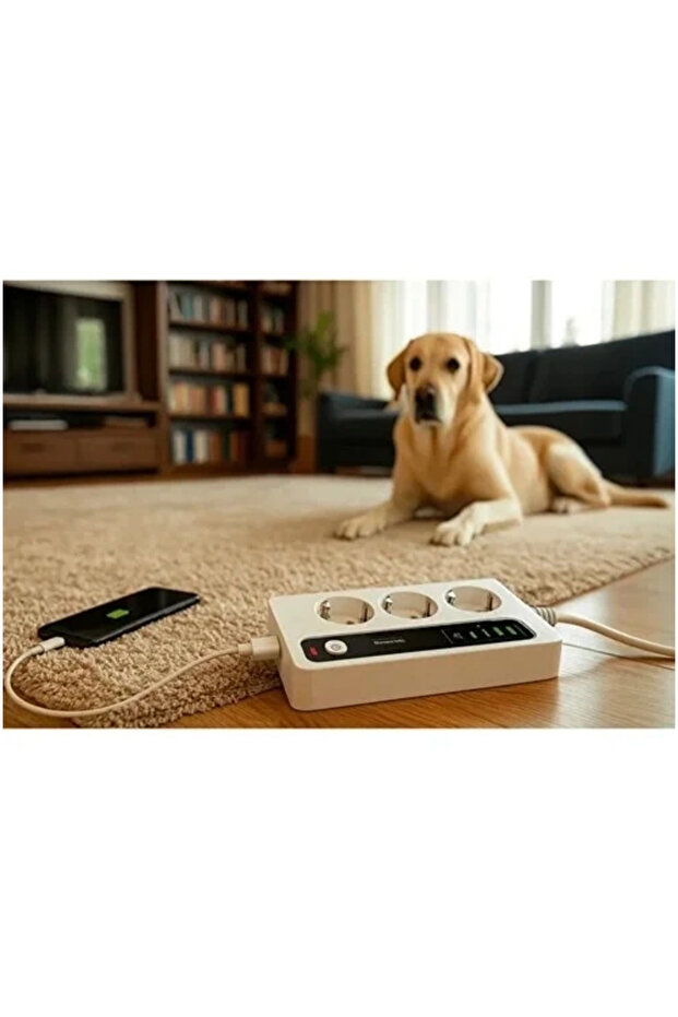 P10 3x مقبس كهربائي متعدد بقوة 3000 واط مع حماية من التيار الزائد، 4 منافذ USB، 2 منفذ Type-C - 4