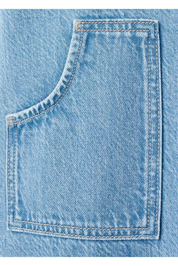 Denim gömlek elbise - 5