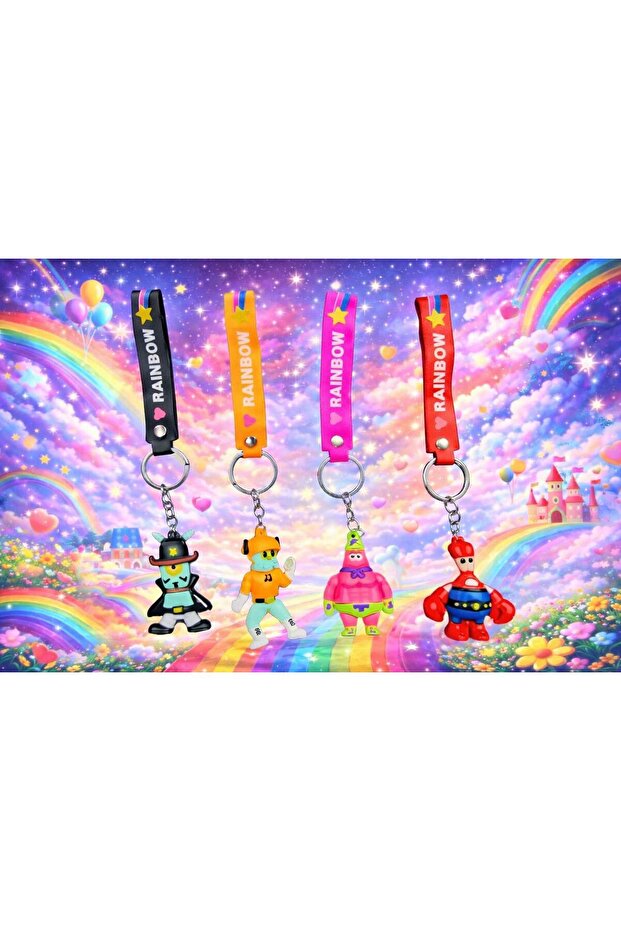 Spongebob Characters Silicone Keychain – Colorful Cute Figure Keychain 1 Piece