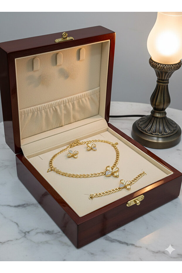 Kolye Bileklşk Küpe Üçlü Özel Tasarım Takı Seti - 1