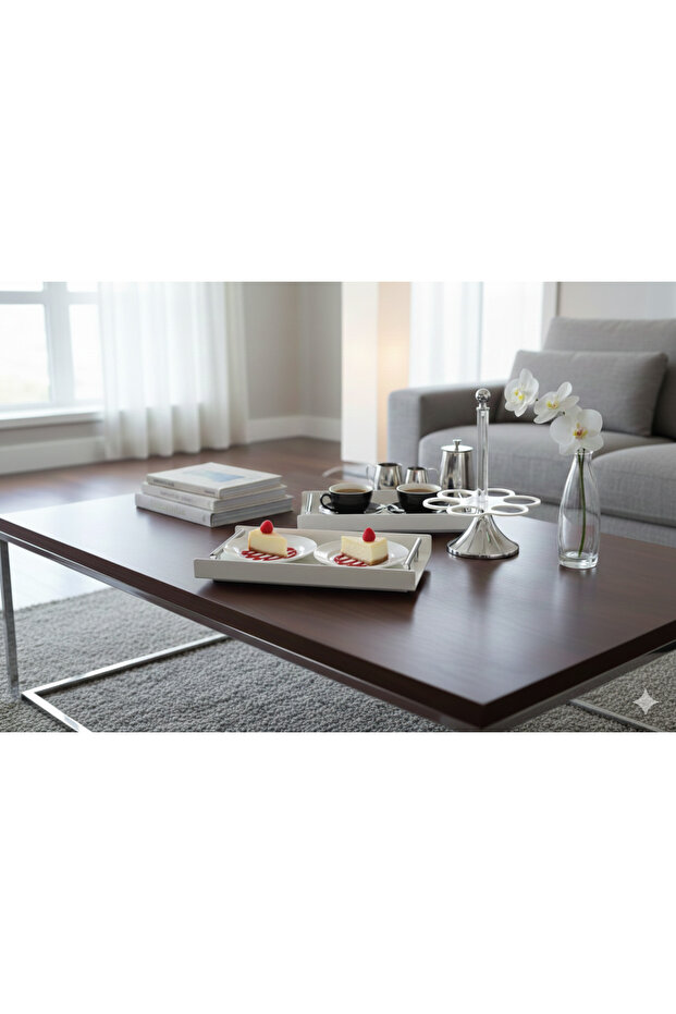 Serving tray set with cup holder stand - 3
