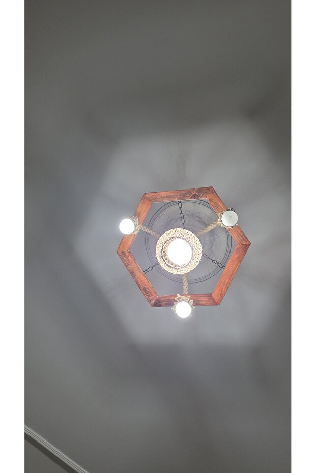 Ahşap 3 lü avize - 3