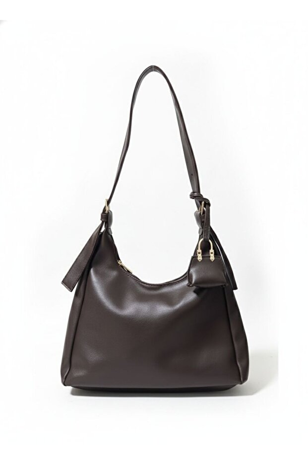 Women's Shoulder Bag with Accessory Details in Leather Look