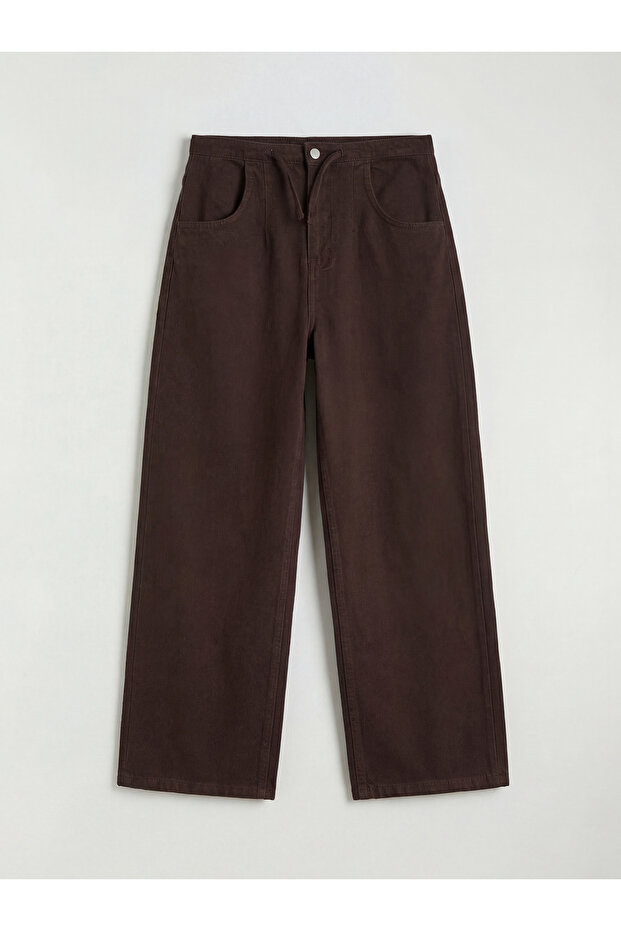 Brown Wideleg Gabardine Girls' Trousers (S6)