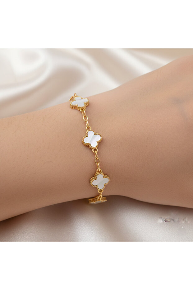 Beyaz Yonca Taşlı Van Cleef - 5