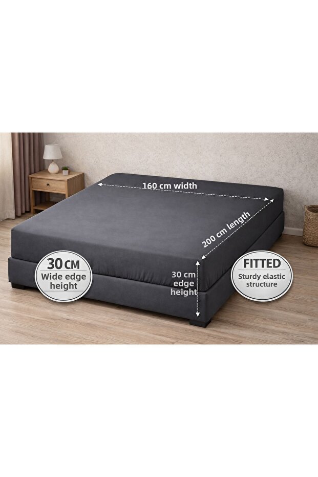 Double Size Rubberized Fitted Sheet Cotton / Wide Edge / Sturdy Rubberized
