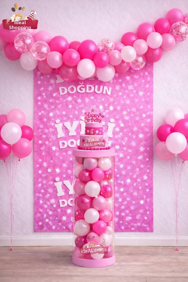 Simple and Stylish Pvc Column Balloon Printed Backdrop Birthday Party Set Decoration for Girls
