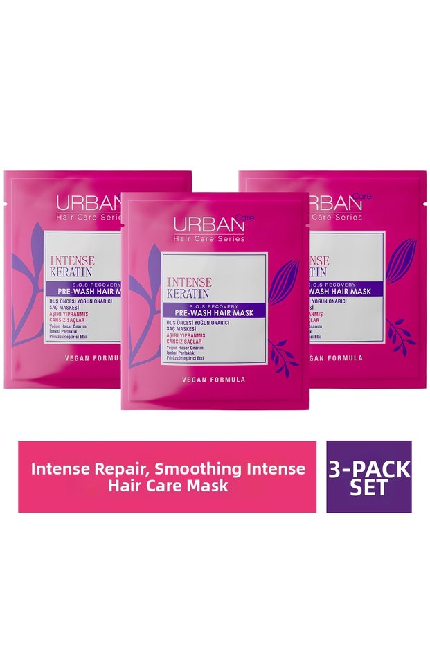 Intense Keratin - Weathered and Lifeless Hair Care Mask 3X50Ml - Vegan