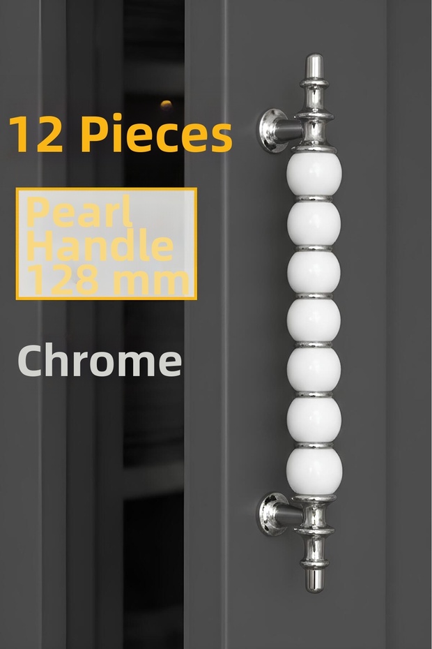 12 Pcs Pearl Handle 128 mm Chrome Kitchen Handle Drawer Cabinet Door Handle Metal Furniture Cabinet Handles