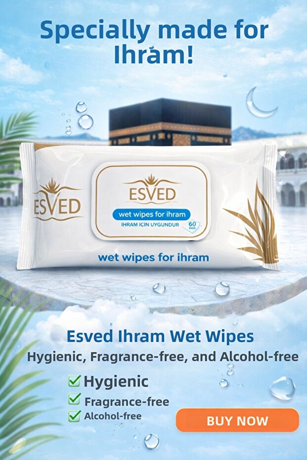 Odorless Wet Wipes for Ihram 60 Pieces X 5 Packs Total 300 Wet Wipes