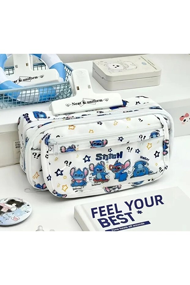 Stitch 4-Compartment Large Capacity Pencil Holder - Pencil Case