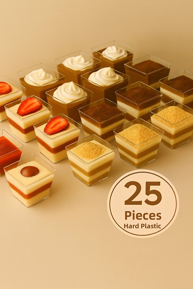 25 Pieces 200 Cc Hard Plastic Cubic Bowls – Transparent, Durable and Practical