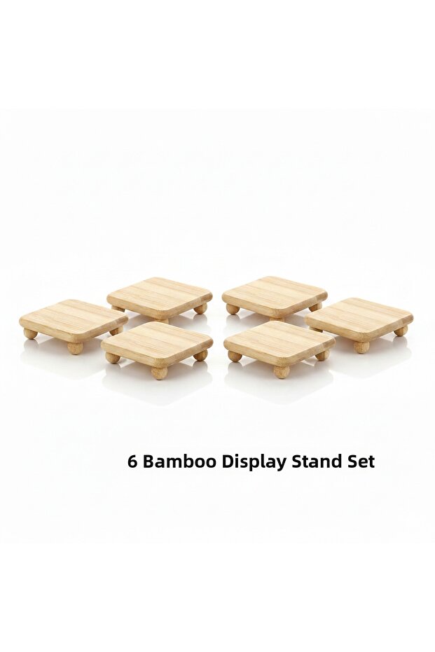 Square Bamboo Mini Presentation Tray | Natural Wooden Decorative Serving and Presentation Board 10X10Cm Set of 6