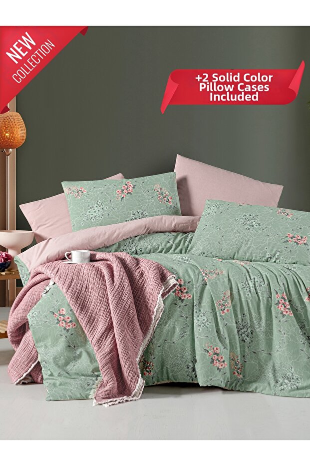 4-Pillow Double Duvet Cover Set Green