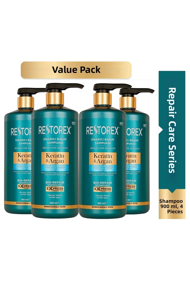 Keratin&Argan Repairing Care Shampoo 900 ml 4 Pcs