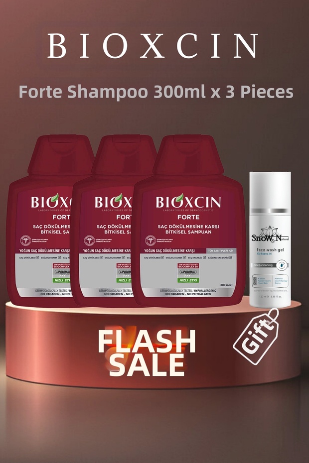 Forte Intensive Anti-Hair Loss 300ml Herbal Shampoo + 100ml Gel Gift - 3 Pieces