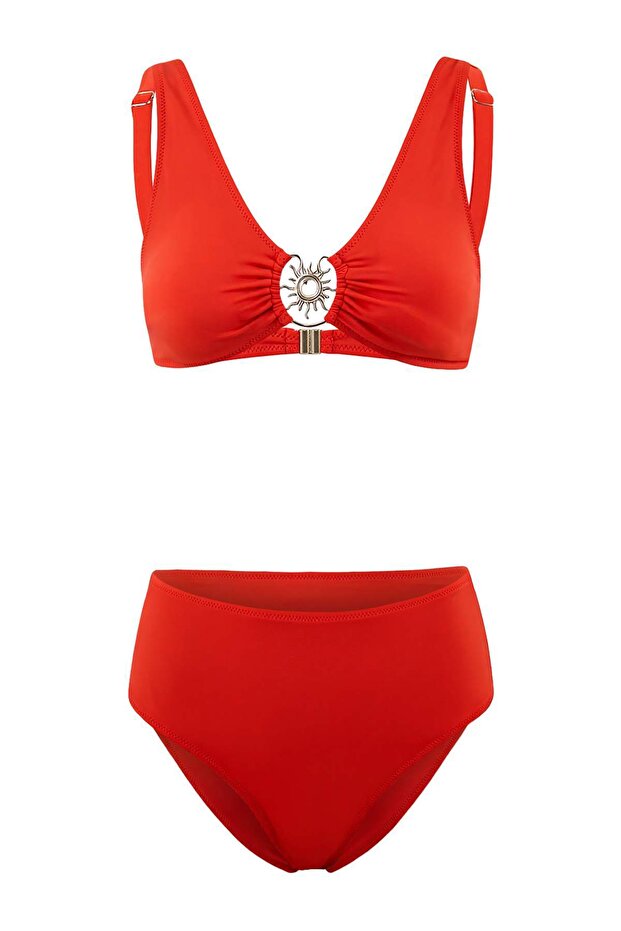 Nar Çiçeği Aksesuarlı Klora&Suya Dayanıklı Uzun Ömürlü LYCRA® XTRA LIFE Bikini Takımı TBESS26BT00029 - 6