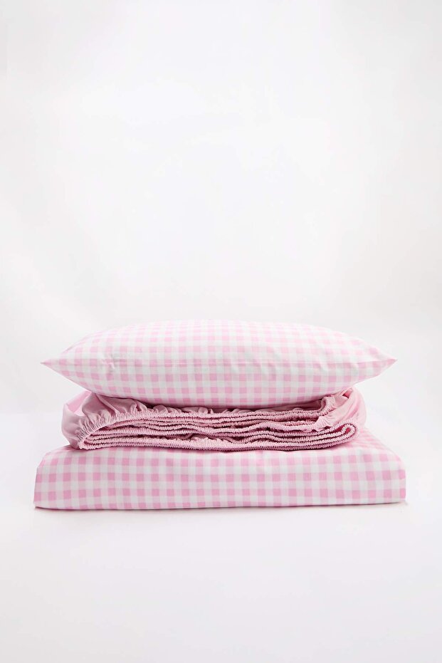 Tek Kişilik Pötikare Desenli Lastikli Çarşaflı Nevresim Takımı 160x220cm TPHSS25TKN00001 - 2