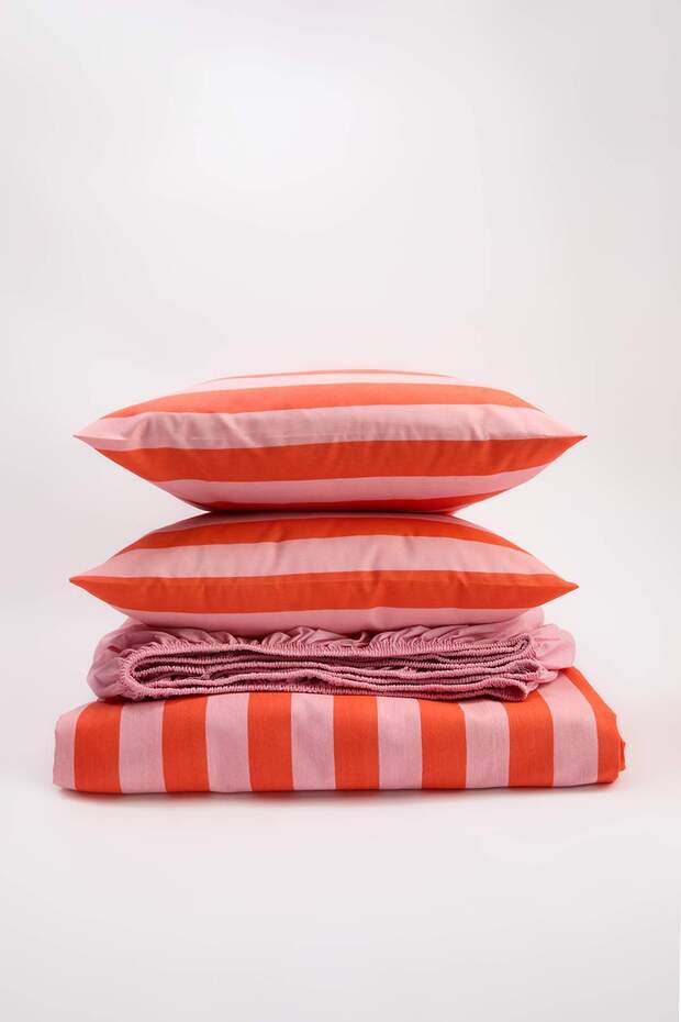 Çift Kişilik Kolay Ütülenebilir Çizgili Lastikli Çarşaflı Nevresim Takımı 200x220cm TPHSS25CKN00004 - 2