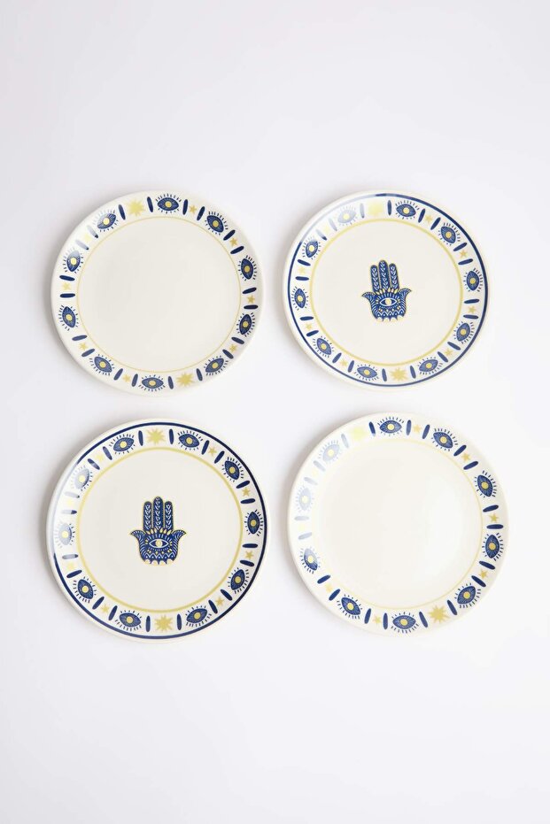 4'lü Şans Desenli Porselen Pasta Tabağı Seti 21 cm TPHSS26TBK00001 - 2