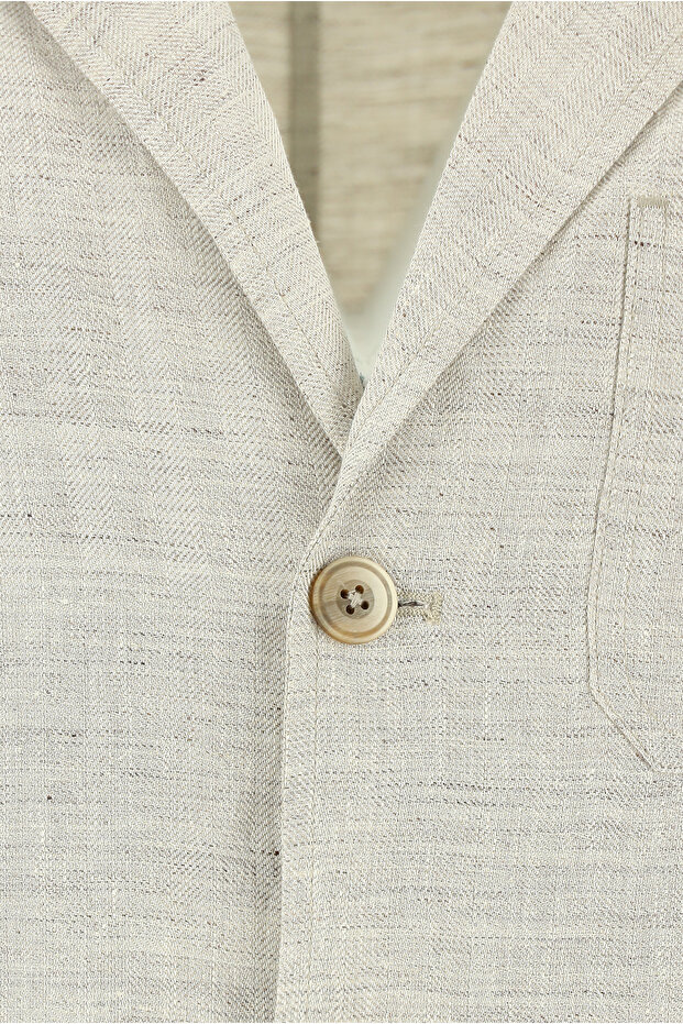 سترة من الكتان منقوشة بقصة قياسية وقياس منتظم من 6 دروب - 3