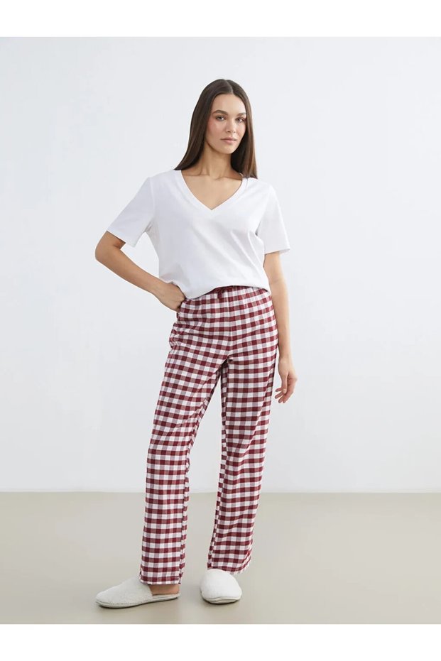 Peak New Season Elastic Waist Plaid Women's Pajama Bottoms