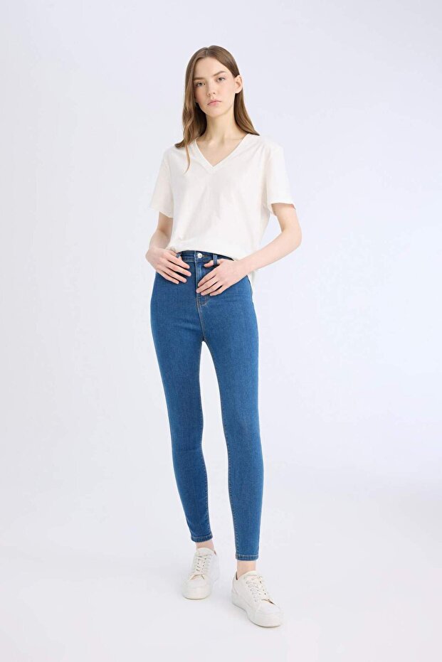 Jegging vysoký pas ke kotníkům úzké kalhoty Jean Pants B7498ax24sp - 3