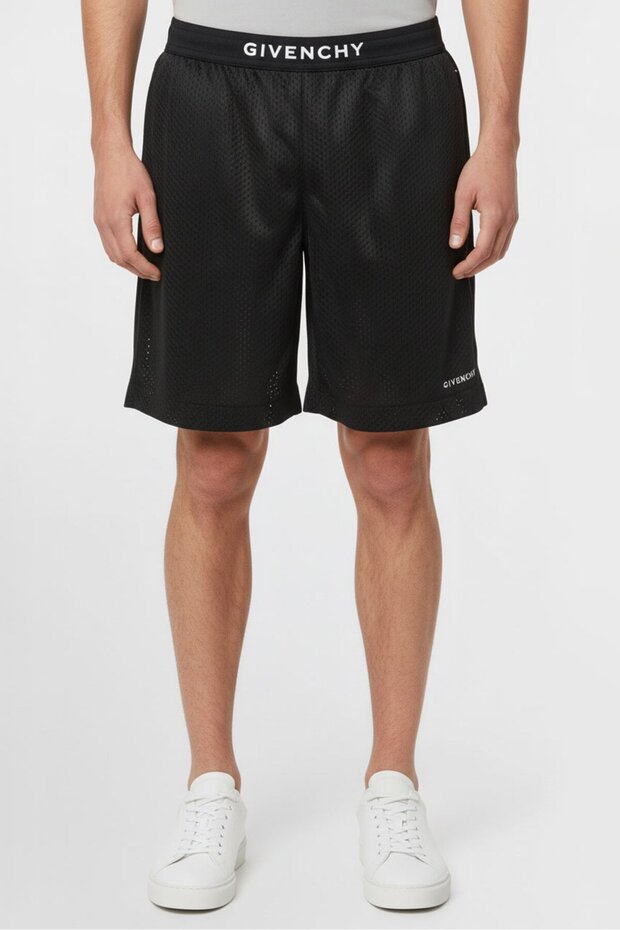 شورت رجالي أساسي بشعار العلامة التجارية، أسود - 3