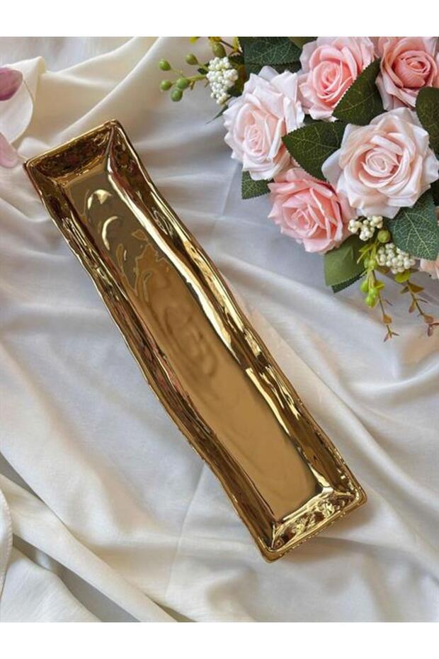 طبق تقديم مستطيل لامع 9x36 سم - 4