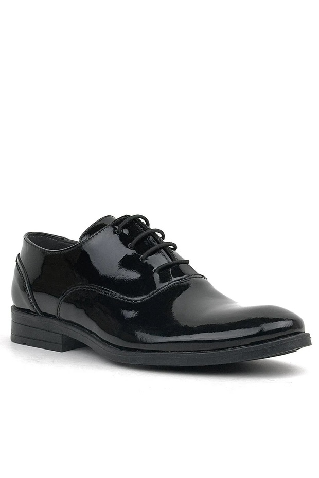 Boy's Black Patent Leather Non-Slip Sole Classic Shoes