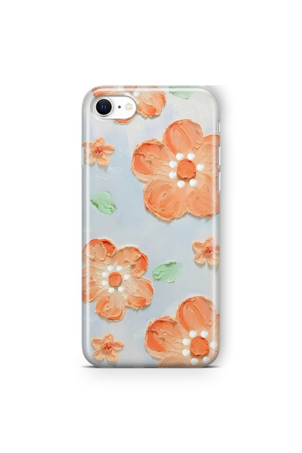 iPhone 6 / 6S Compatible Orange Flower Oil Painting Pattern Transparent Phone Case
