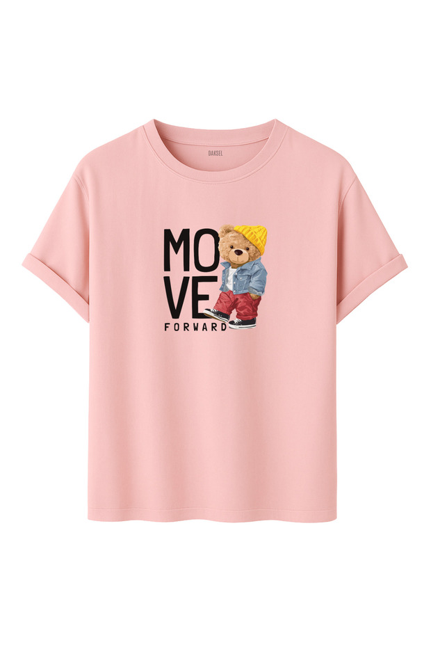 تي شيرت Move Forward Bereli Teddy Bear مطبوع قصة فضفاضة ذو مقاس عادي للجنسين