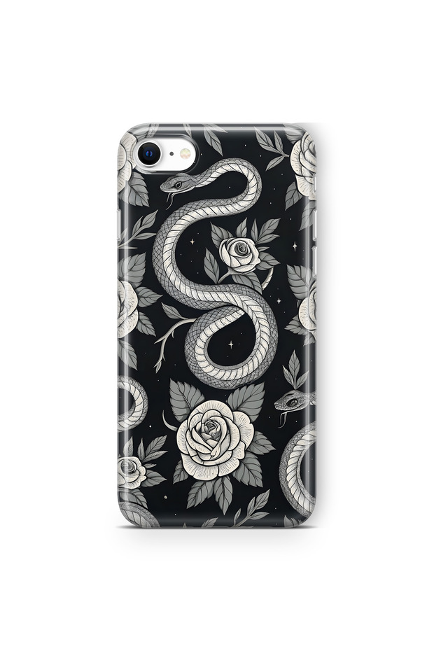 Black Rose and Snake Pattern Transparent Phone Case Compatible with iPhone 6 Plus / 6S Plus