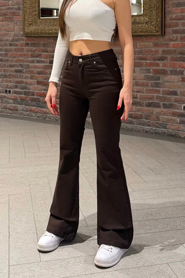 Women High Waist Stretch Fabric/Stretchy Flared Pants