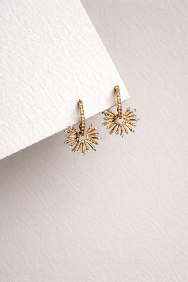 Steel Rose Gold Stone Dangle Model Lunetta Earrings -No Tarnishing-