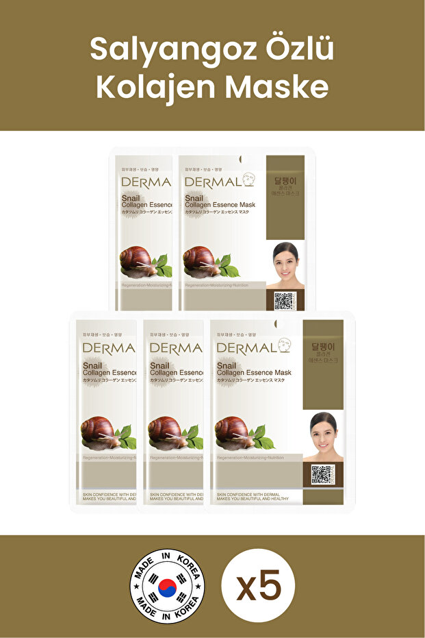 Snail Extract Collagen Mask - Renewing, Nourishing and Moisturizing, 23 Gr 5 Pieces