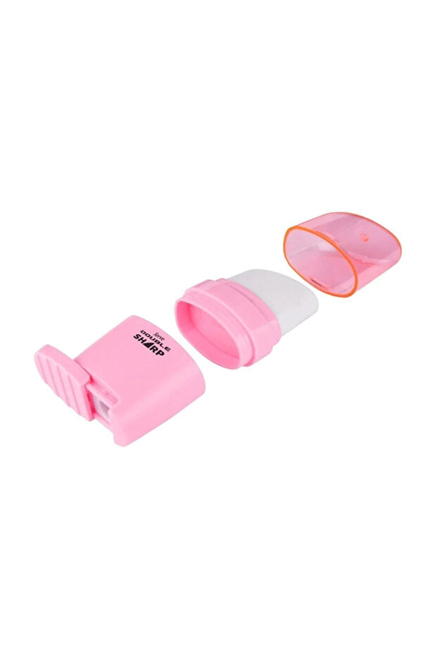 Double Sharp Eraser Pencil Sharpener Candy Pink - 1