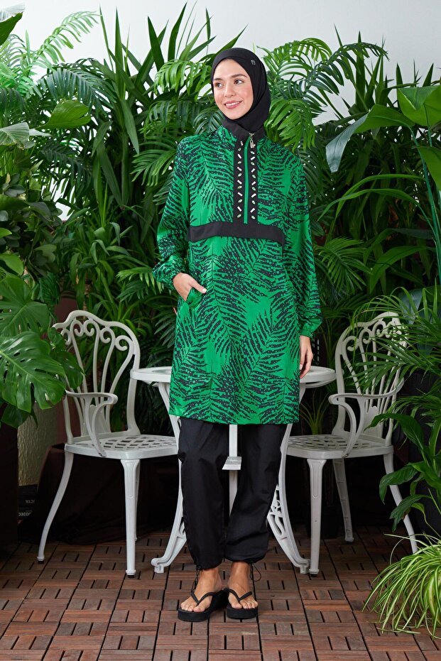 Leaf Patterned TESETURY SWIMSUIT - 2