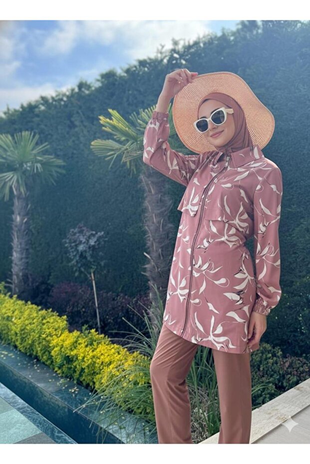 YAPRAK DESENLİ TESETTÜR MAYO - 1