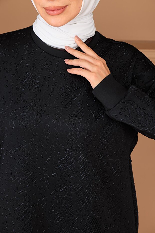 KABARTMA DESENLİ SCUBA TUNİK - 7