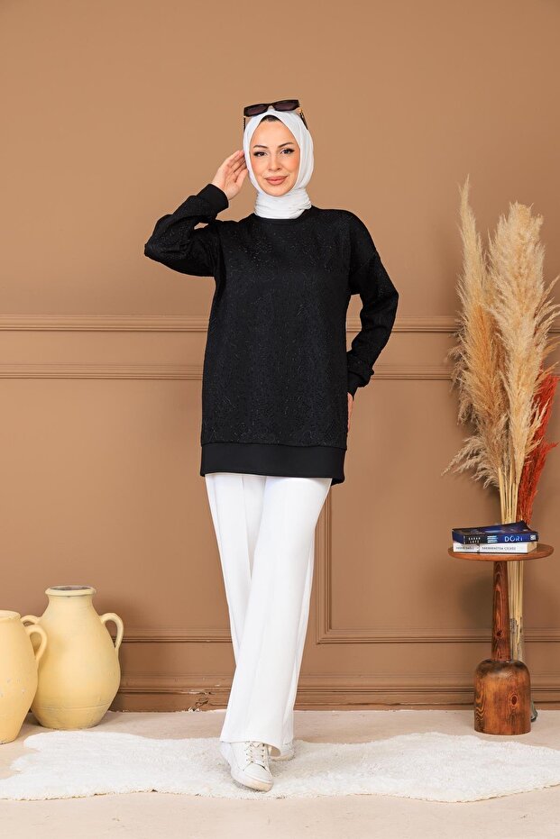 KABARTMA DESENLİ SCUBA TUNİK - 2