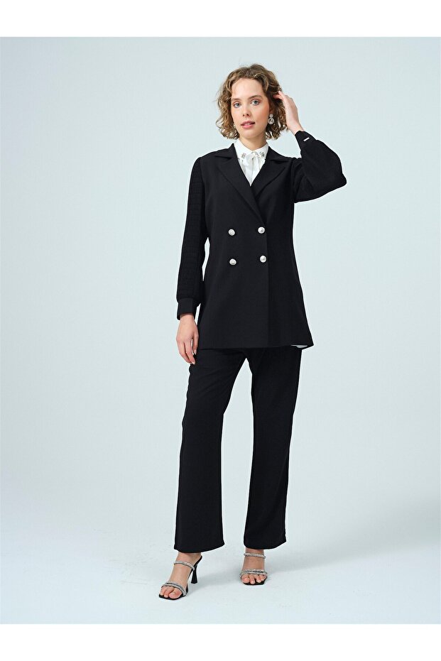 KOLU PİLİSELİ KRUVAZE KREP TAKIM - 1