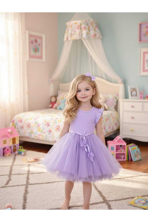 Girl's Special Day Birthday Daily Christmas Gift Evening Dress Cotton Tulle Princess Lilac Dress