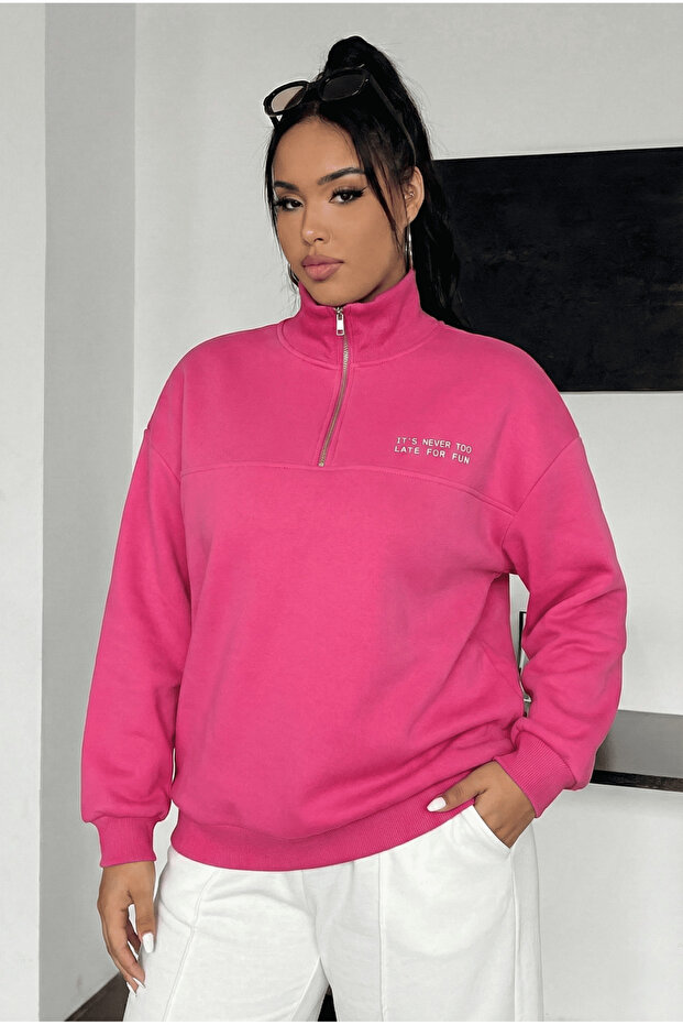 سويت شيرت بسحاب مضلع بثلاثة خيوط - 2