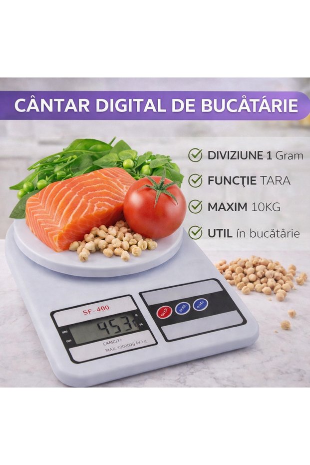 Digital Kitchen Scale SF-400, 1g Division, Tara Function, Max 10kg