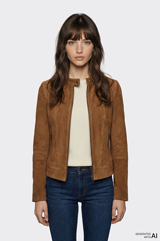 Taba Deri Kadın Ceket - 1
